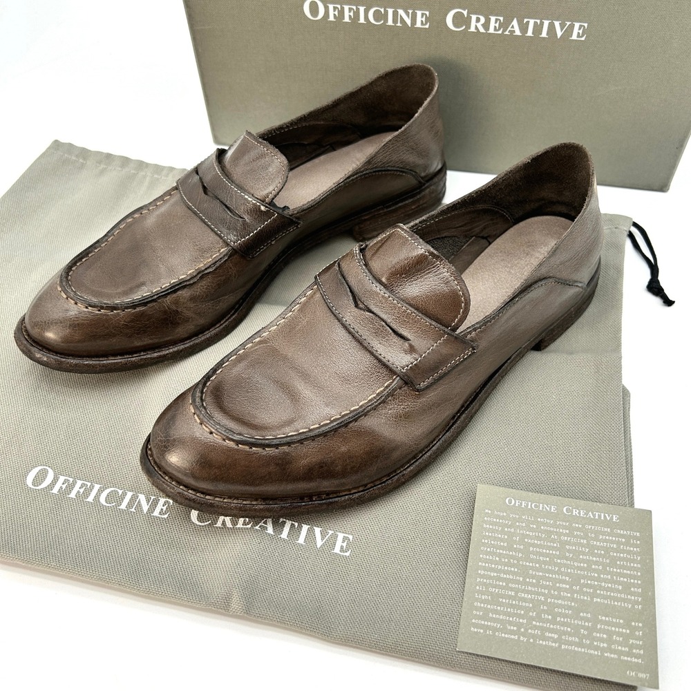 Officine Creative Lexikon 516 Leather Loafers Womens Size 9.5 US (39.5 IT) Taupe